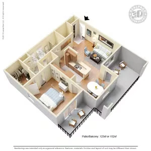 1 Bed 1 Bath 925 - 954 SqFt (802 Net) 0516 floor plan